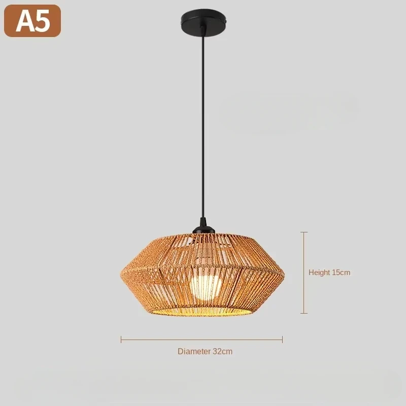 Wicker Lamp Creative Design Rattan Ceiling Light for Teahouses Homestays Decorative Pastoral Retro Pendant Light Fixture