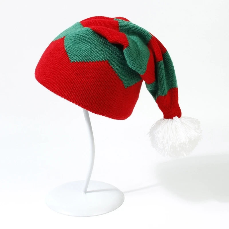 Cappello antivento lavorato a maglia di natale Fluffy pompon Decor cappello di natale per adulti e bambini per le vacanze di natale cappello da festa di carnevale