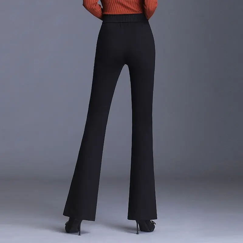 Women's Letter Patchwork Elastic Waist Casual Pants Spring and Autumn 2023 Lady Formal Solid Color Korean Slim Pocket Trousers