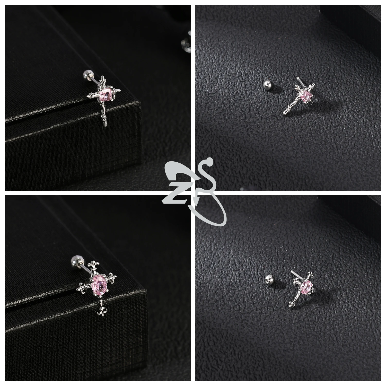 Cute Heart Stud Earrings - 20G Pink CZ Crystal Jewelry for Kids  Women