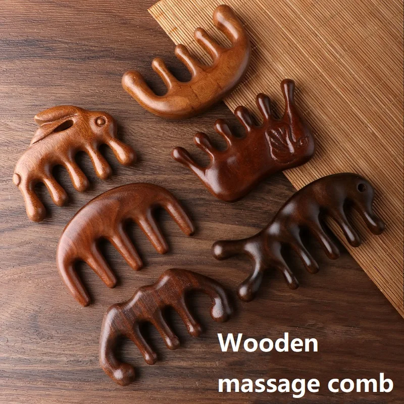 Nieuwe houten massageborstel met houten hoofdband voor oliemassage en hoofdmassage, geschikt voor het kammen van het haar, AMS01_voghion.com