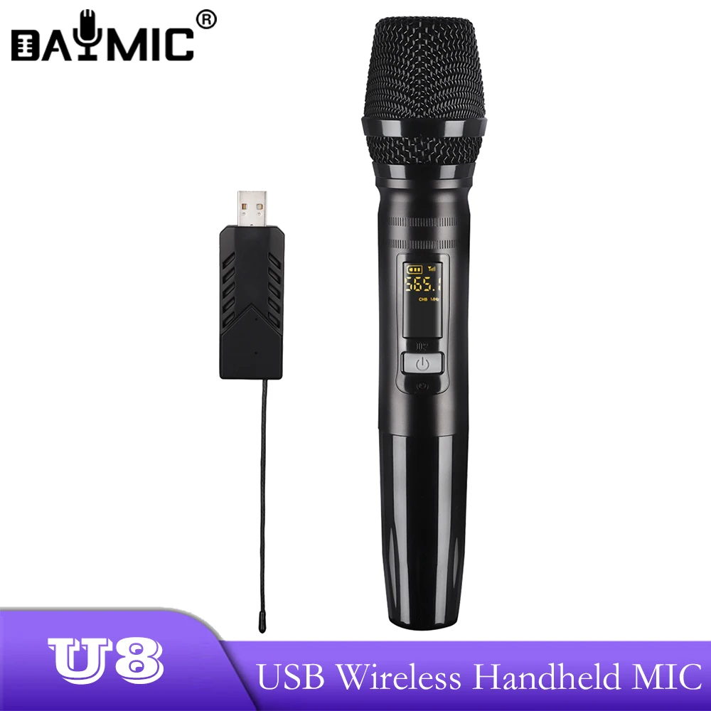 

AOSHEN U8 USB Wireless UHF Handheld Dynamic Microphone For Podcasting Karaoke Recording Games Singing