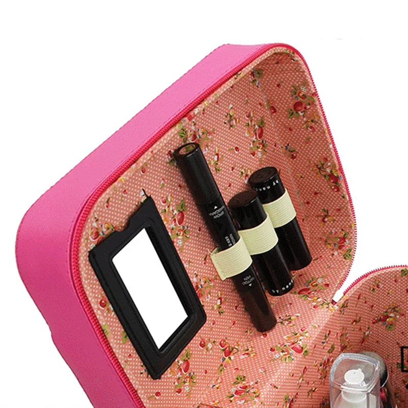 Cute Bow Storage Case Girls Cosmetic Box Large Capacity Home Desktop Organization Women Makeup Brush Cosmetic Tool Portable Kit 5