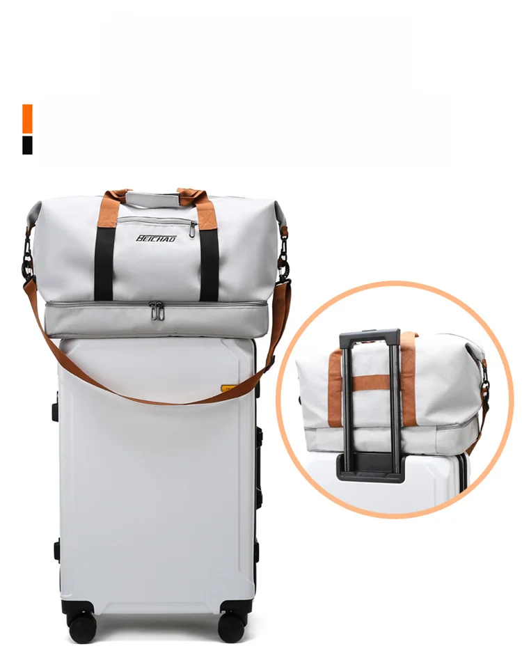 Travel bag, large capacity boarding luggage bag, dry wet separation shoe compartment bag, business travel fitness backpack_voghion.com