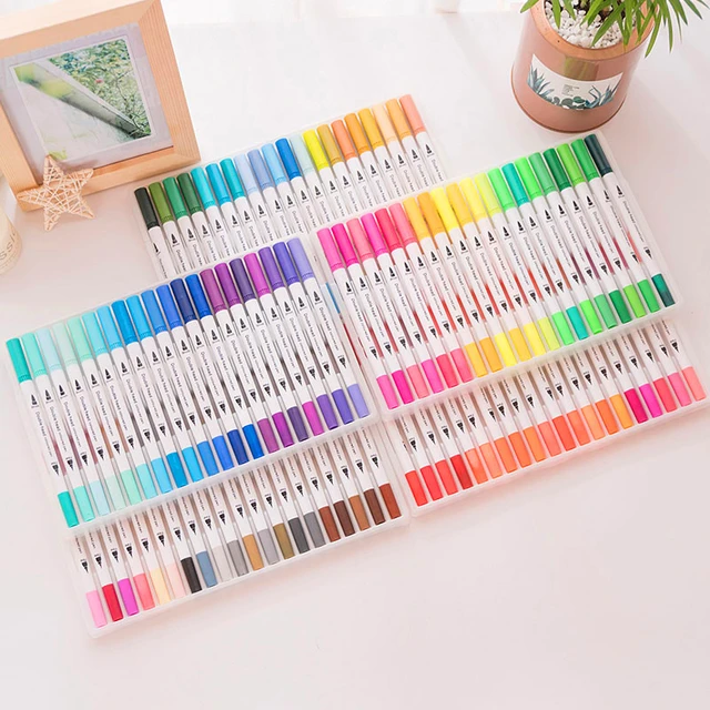 Dual Tip Brush Markers Pens Set 60 Colors  Dual Tip Brush Pens Art Markers  100 - Art Markers - Aliexpress