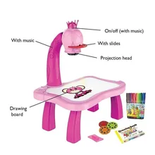 

2022 New Child Projection Table Kids Toy Painting Drawing Table Led Projector Music Toys Arts And Crafts For Children Notebook