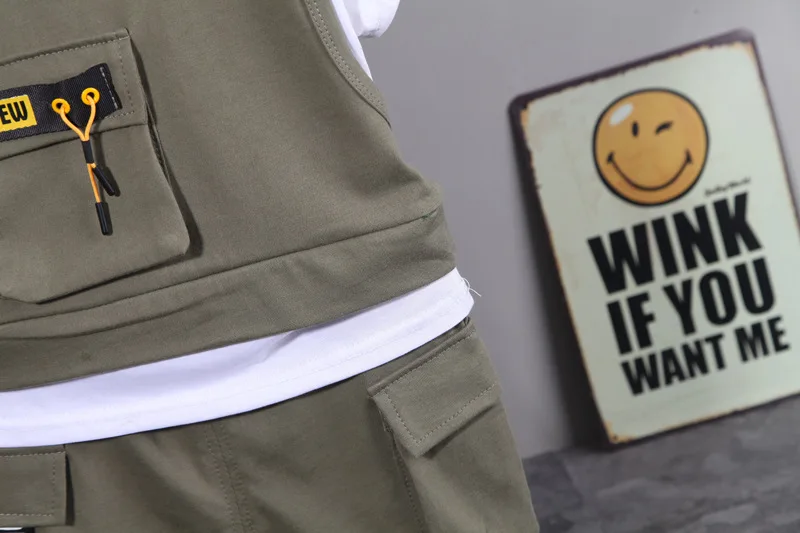 New Toddler Summer Baby Boys/Girls Clothes Children Pulling Rope Pocket T-Shirt Shorts 2Pcs/Set Infant Kids Fashion Tracksuits