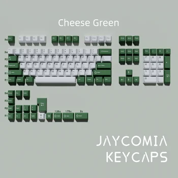 GMK 치즈 그린 PBT 키캡 체리 프로파일 126 키 세트, 기계식 게이밍 키보드용 ISO 레이아웃 키캡, GMK75 우팅