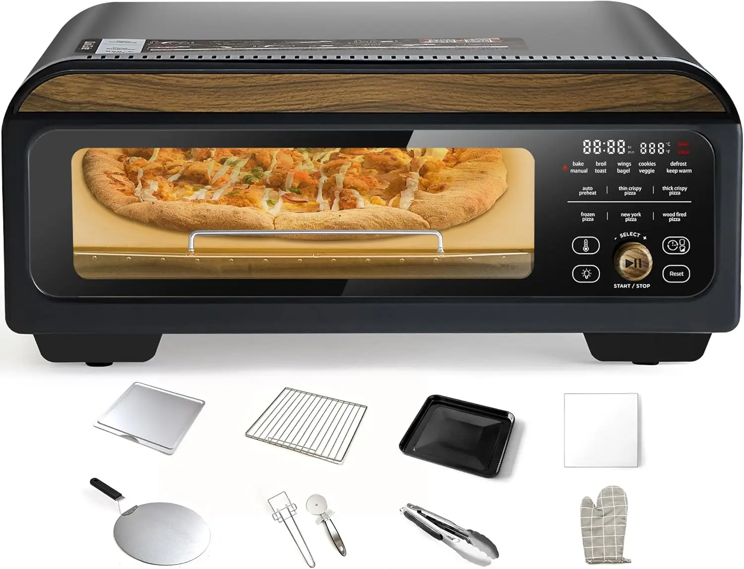 Electric Pizza Oven with 800&deg;F Make Pizza in Minutes, 12&rdquo; Portable Countertop Versatile Oven for Indoor & Outdoor,
