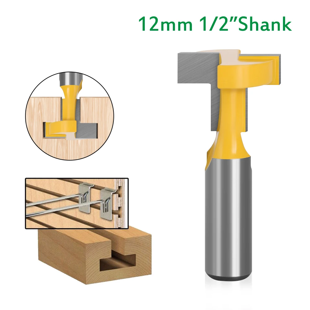 

12mm 1/2 Inch Shank T-Slot Handle Router Bit Tungsten Carbide Slotting Straight for Wood Milling Cutter Woodworking