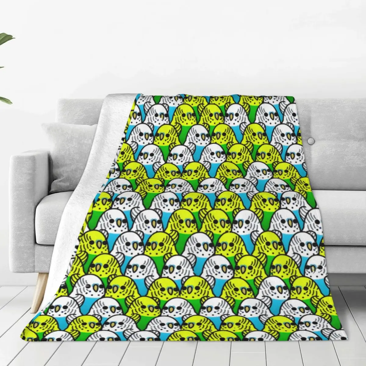 

Budgie Too Many Birds Pink Parrot Blanket Flannel Autumn/Winter Breathable Soft Throw Blankets for Home Couch Rug Piece
