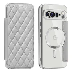 MagSafe Magnetic PU Leather Flip Wallet Phone Case with Card Slot and Shockproof Cover - Google Pixel 10a (Gray)