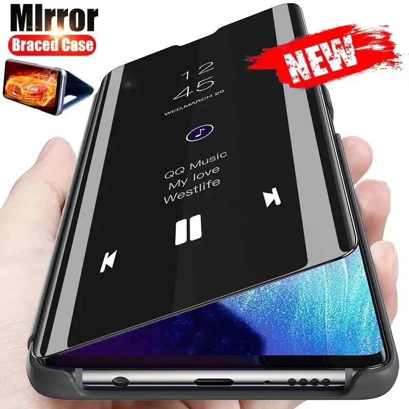 

Умный зеркальный кожаный чехол-книжка для Samsung Galaxy S23 S 23 Ultra Plus