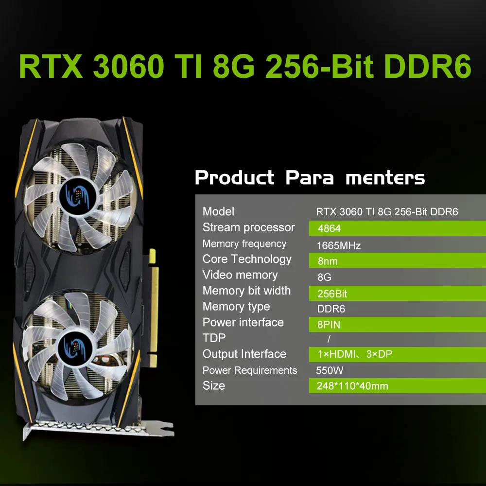 ソルボワ RTX3060TI ゲーミンググラフィックスカード 8GB GDDR6 256bit