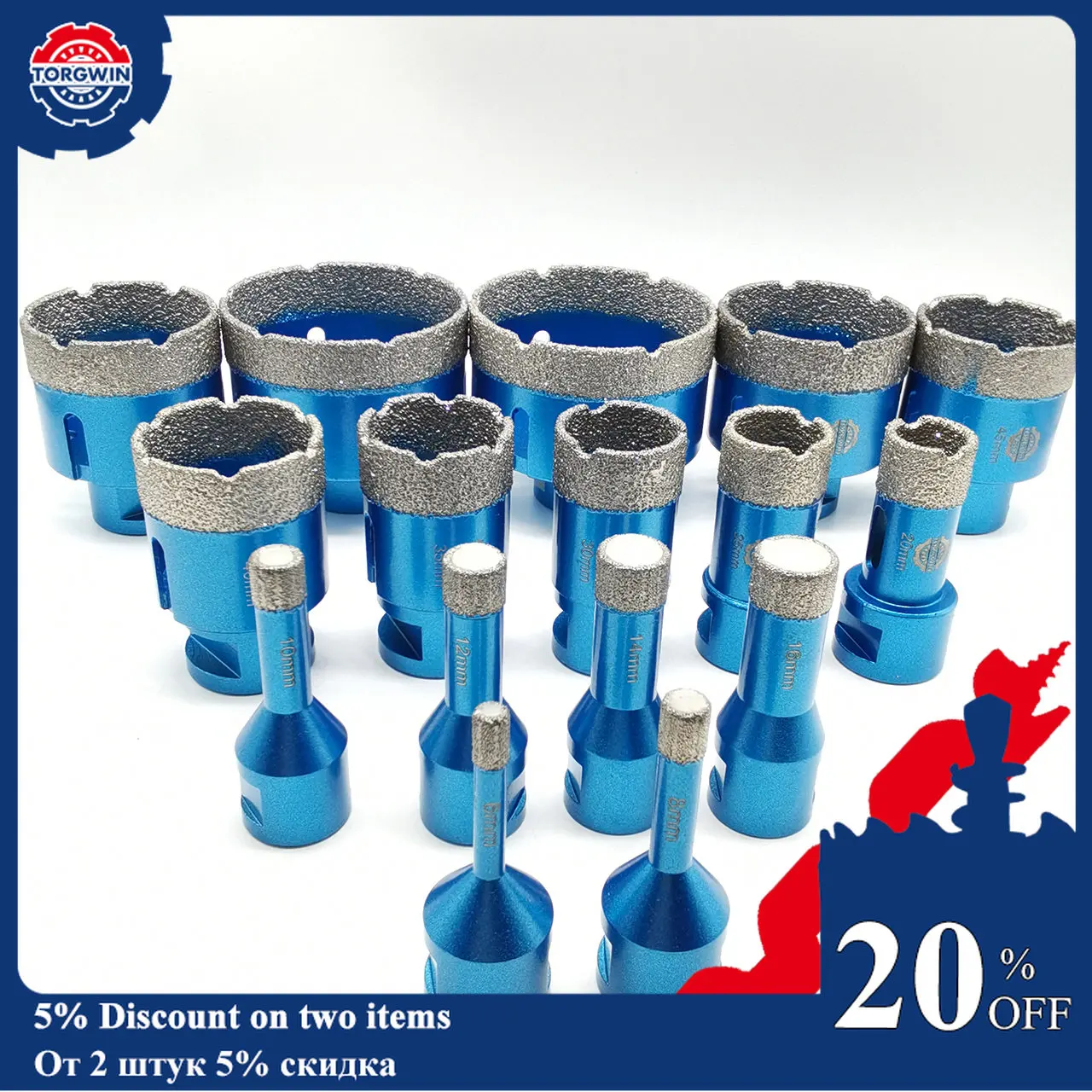 4pc 6mm70mm Vacuum Thread Brazed Hole Opener Drilling Core Bits M14