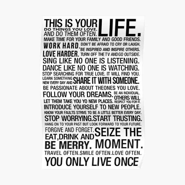 

This Is You Life Live Your Life Do Wha Poster Home Painting Print Wall Picture Funny Decor Modern Art Room Decoration No Frame