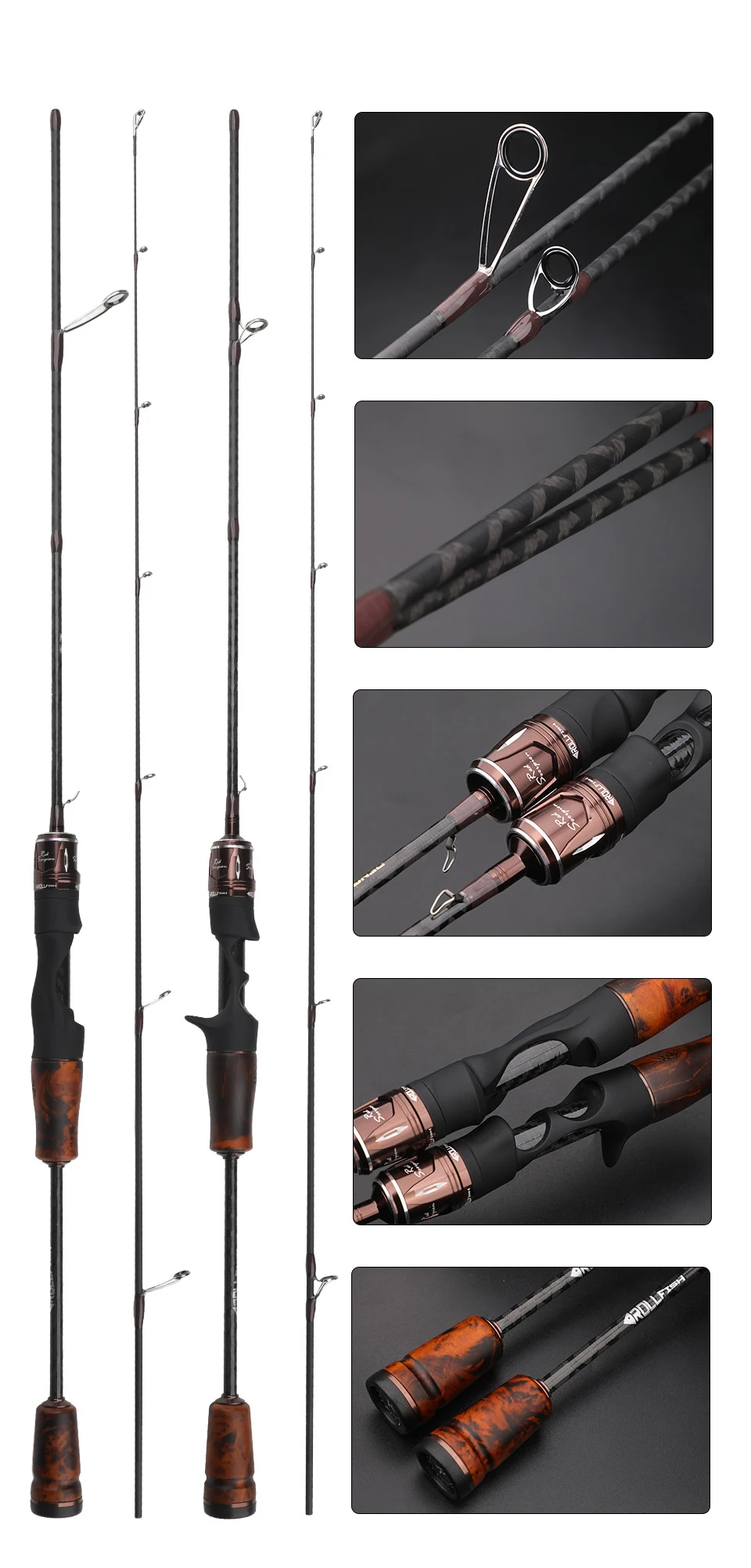 ROLLFISH UL Spinning Casting Forelle Angelrute Carbon Faser Super Weiche BFS Köder Angelrute Köder 1-9g Schnelle Aktion 1,38-1,8 M – Detail 9