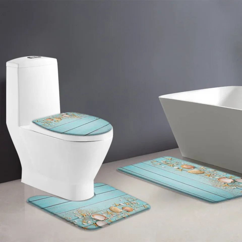 Duschvorhang Mit Strand-Design – Korallen, Muscheln & Seesterne, Wasserabweisend, Inkl. Haken