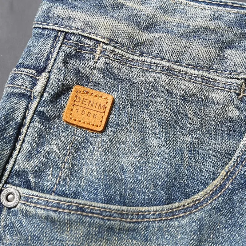 Newly Designer Fashion Men Jeans High Quality Retro Blue Elastic Slim Fit Vintage Jeans Men Italian Style Denim Pants Hombre