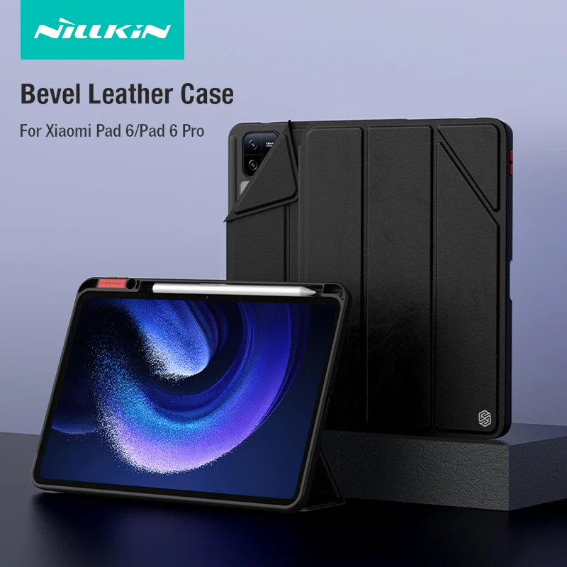 

For Xiaomi Pad 6 ,6 Pro Case Nillkin Bevel Leather Case Magnetic Smart Sleep Flip Tablet Cover with Pencil Holder For Mi Pad 6