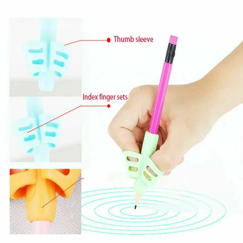 Porte-crayon d'écriture pour enfants, outil de posture des doigts en silicone, cadeaux pour enfants, 3/2 doigts, 1 pièce, 3 pièces, 6 pièces