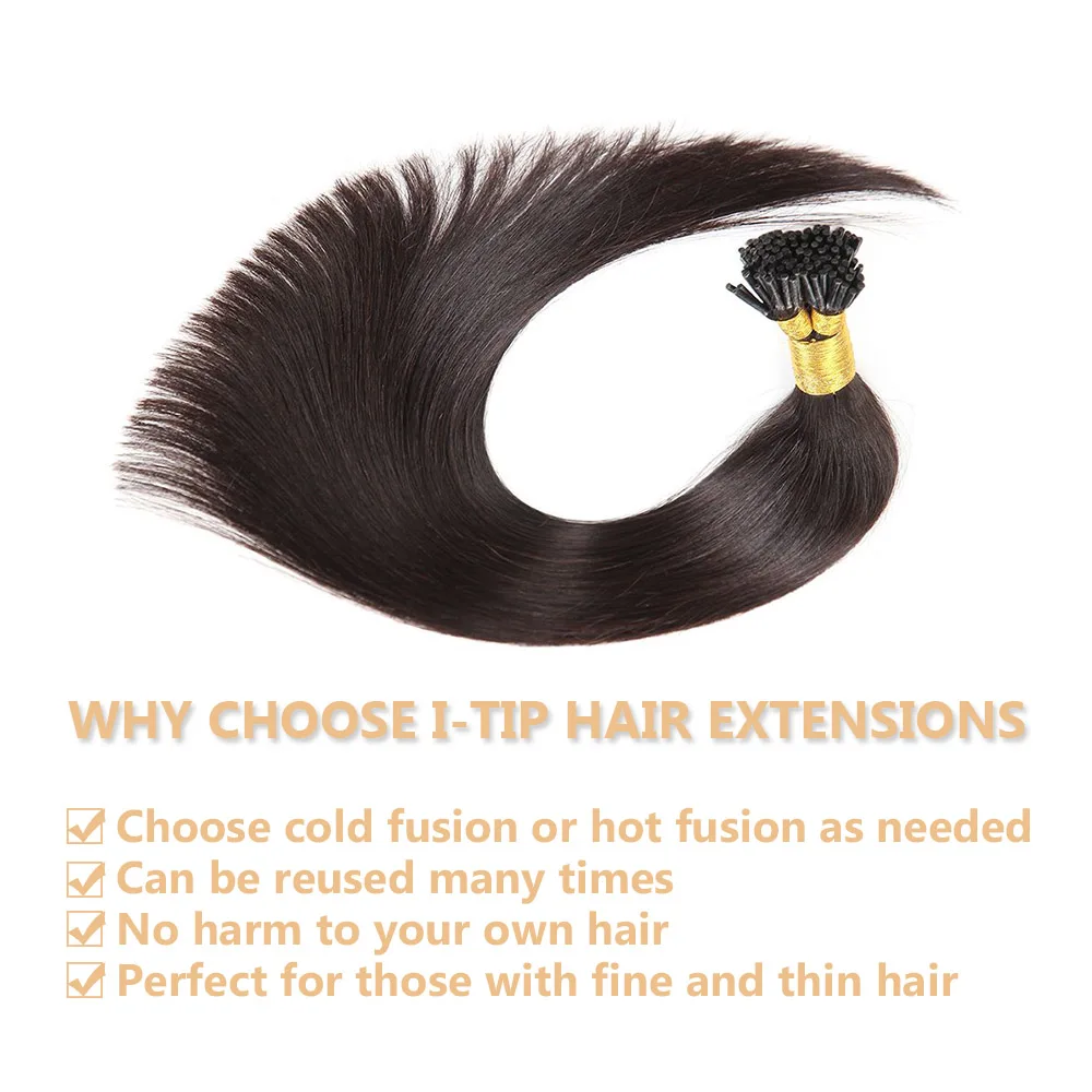 I Tip Hair Extensions Human Hair Natural Black Itips Human Extensions Soft Straight Cold Fusion Itip
