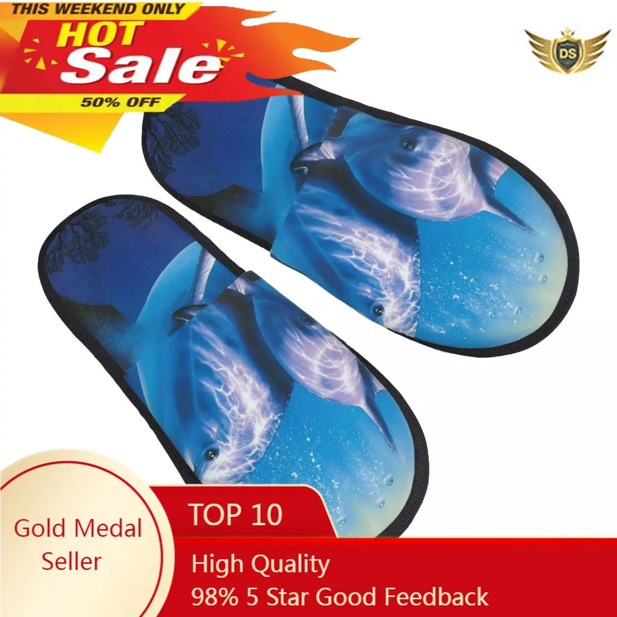 

Dolphins In The Water Slipper For Women Men Fluffy Winter Warm Slippers Indoor Slippers
