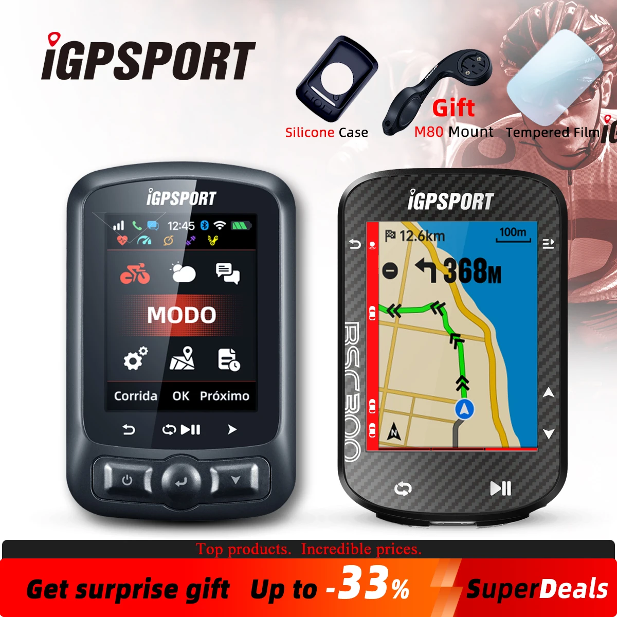 Computador de Ciclismo IGPSPORT com Navegação GPS, Velocímetro e 