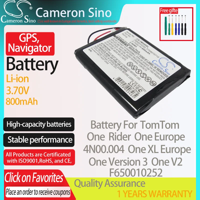Batteria Cameronsino Per Tomtom One Europe Rider One Xl Europe One V2 4N00.004 Per Tomtom F650010252 Gps, Batteria Navigatore 3.70V