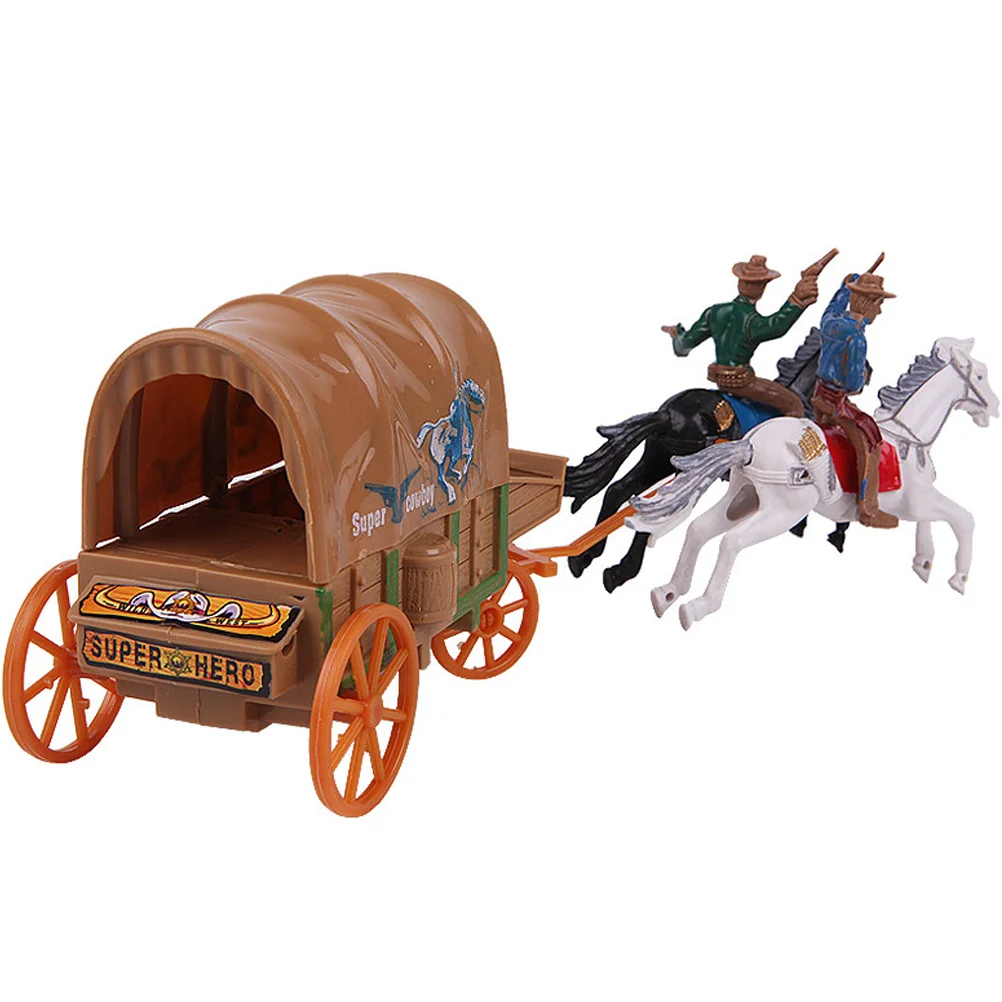 Toy Horses Western Figures Horse Riding Plastic Indians Figurines Carriage American Figures Playset Table Decoration Toy