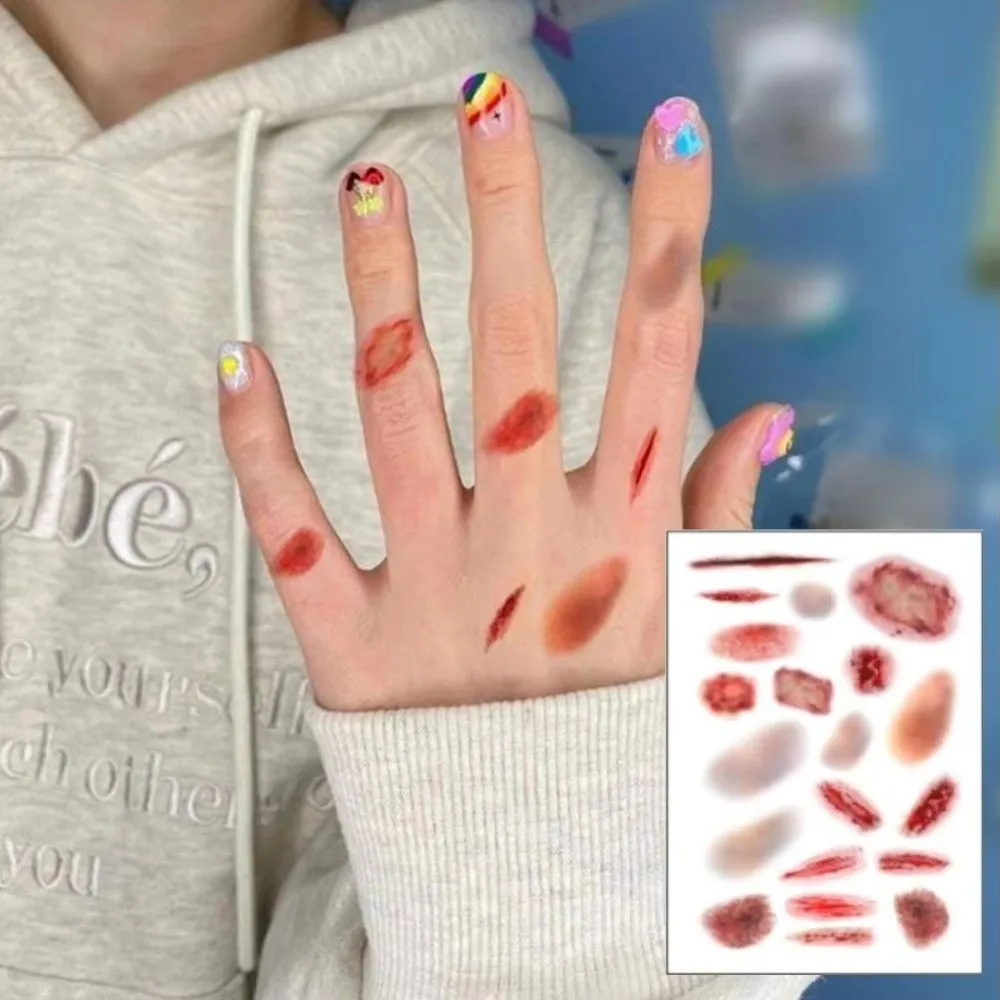 1/4PCS Waterproof Wound Bruising Temporary Tattoos Lasting Realistic Cosplay Arm Ankle Scar Tattoo Stickers 3D