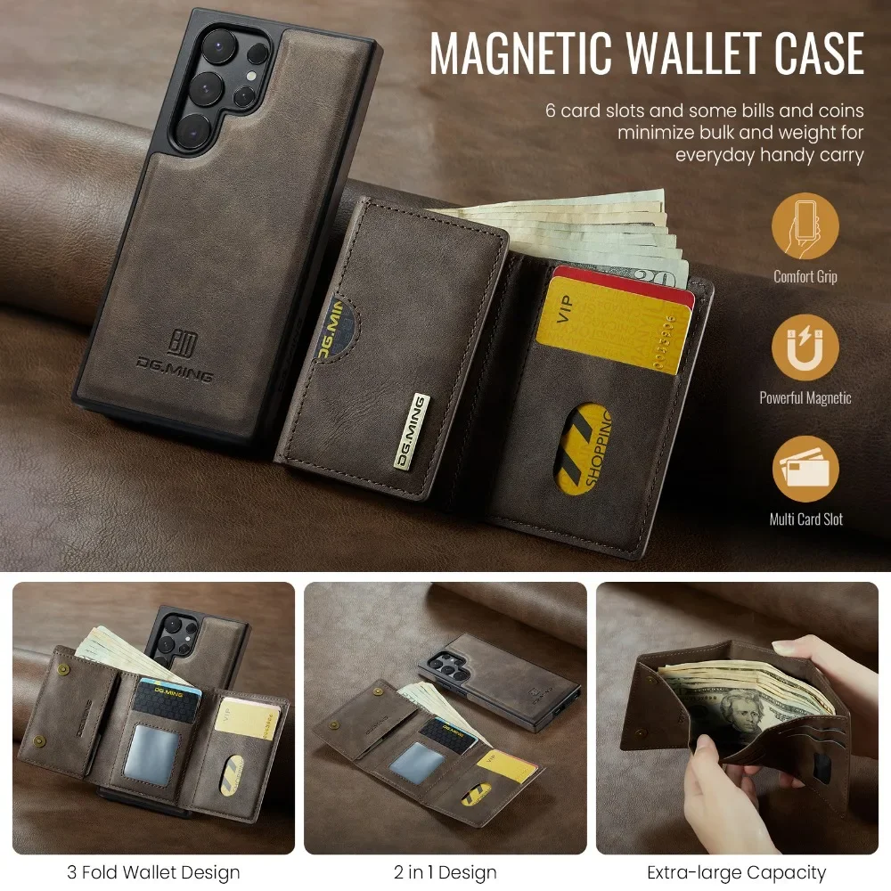 Detachable Magnetic Wallet Case with RFID Blocking and Card Holder