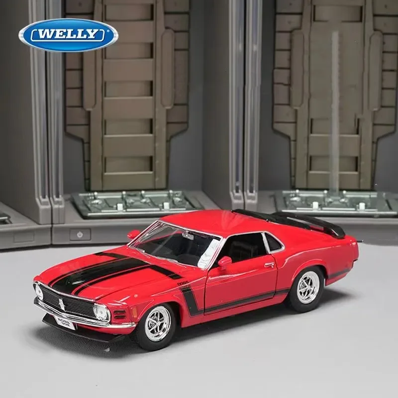 

WELLY 1:24 1970 Ford Mustang BOSS 302 Alloy Diecasts Vehicles Car Metal Model Miniature Scale Model Car Toys For Childrens Gift