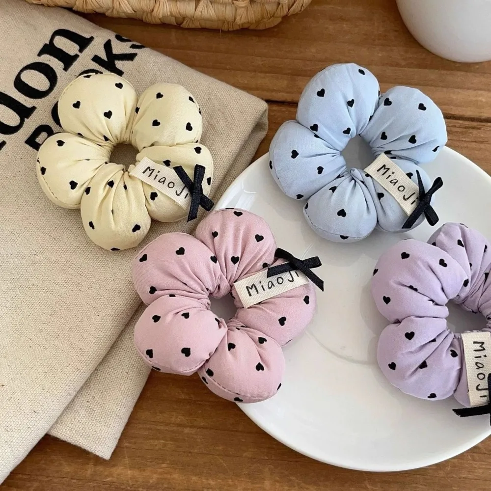 Charming Floral Hair Scrunchies with Heart Design