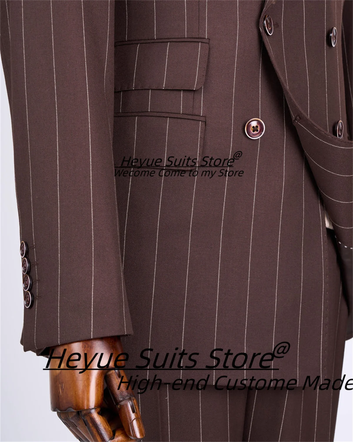 Business Wine red Stripe Men Suits Slim Fit Double Breasted Groom Prom  Tuxedos 2 Pieces Sets Classic Male Blazers Costume Homme 2