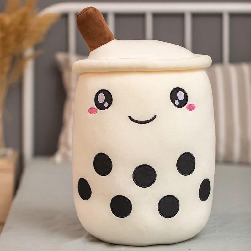 Kawaii Fruit Drink Plush Stuffed Soft Pink Strawberry Milk Tea Plush Boba Tea Cup Toy Bubble Tea Pillow Cushion Kids Gift 4