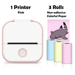 Phomemo T02 Portable Mini Thermal Printer for DIY and Journaling with Self-Adhesive Stickers (Pink D)