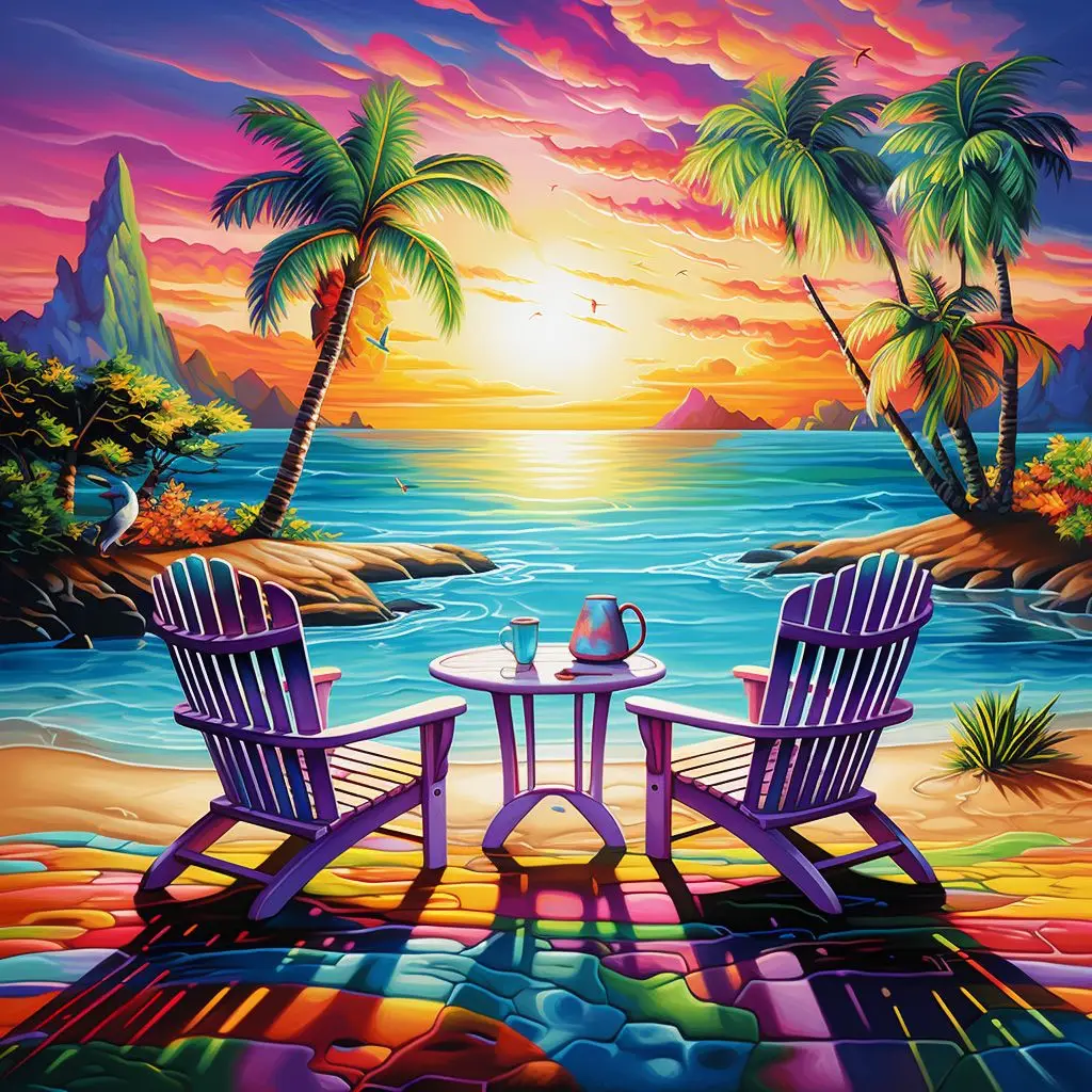 

CHENISTORY 5D Painting Diamond Full Round Diamond Painting Summer Landscape Beach Cross Stitch Mosaic Embroidery Painting Kits