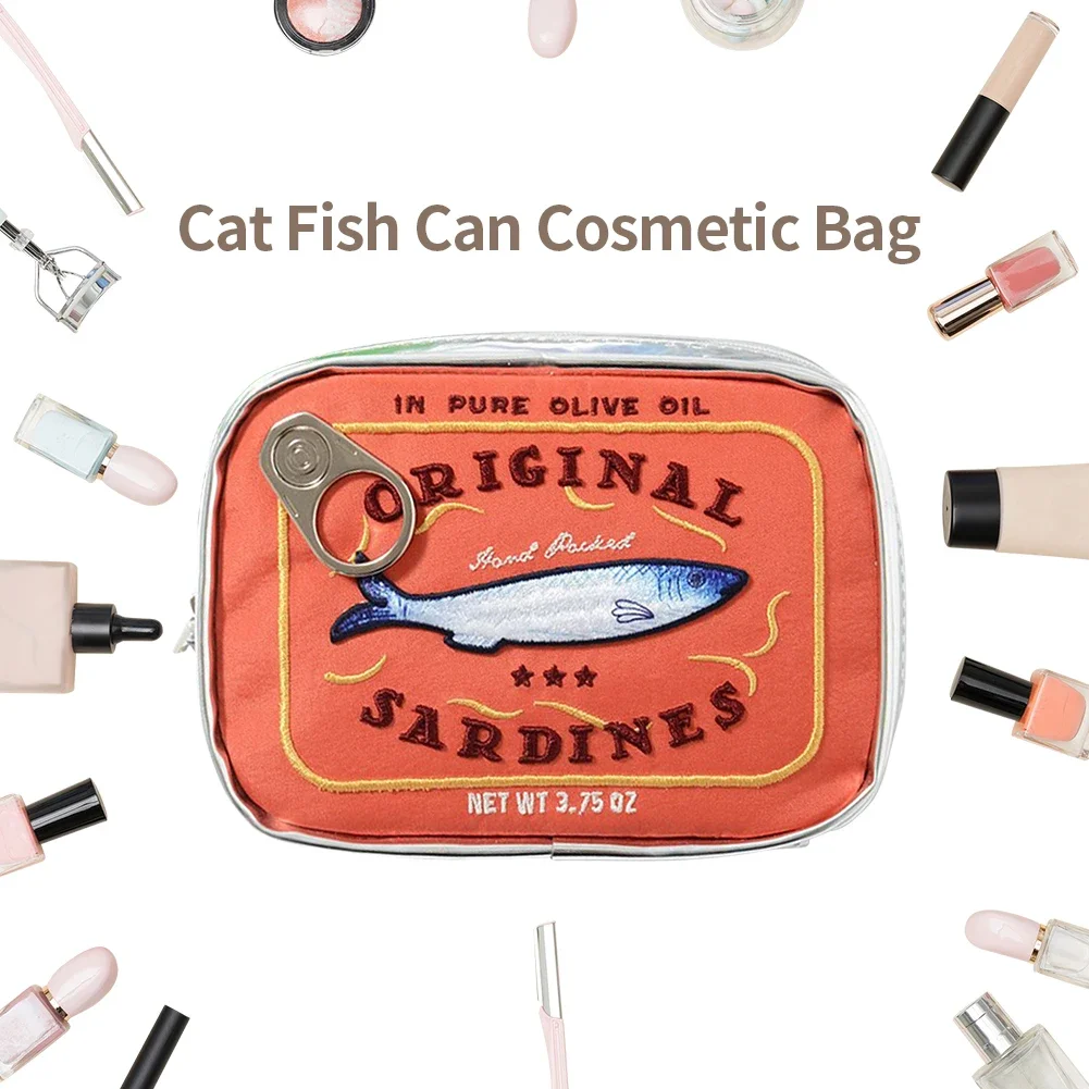 Cute Cosmetic Bag Sardines Cans Shape Creative Packages Portable Toiletry Bag Fashion Zipper Small Soft Makeup Bags Travel Pouch
