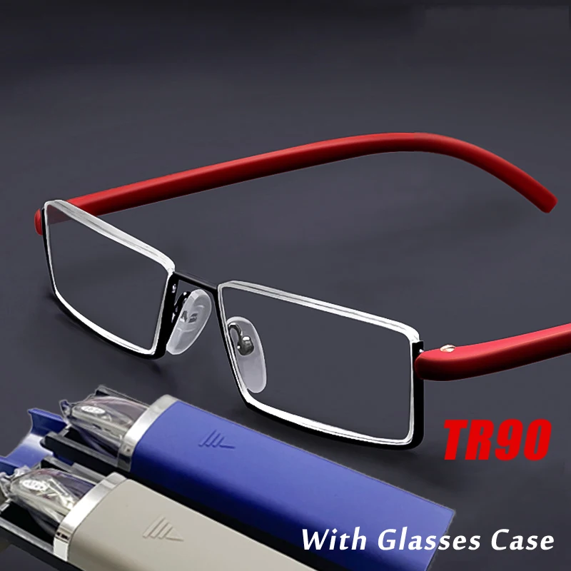 Tr90 Metal Antiblue Light Reading Glasses Unisex Half Frame