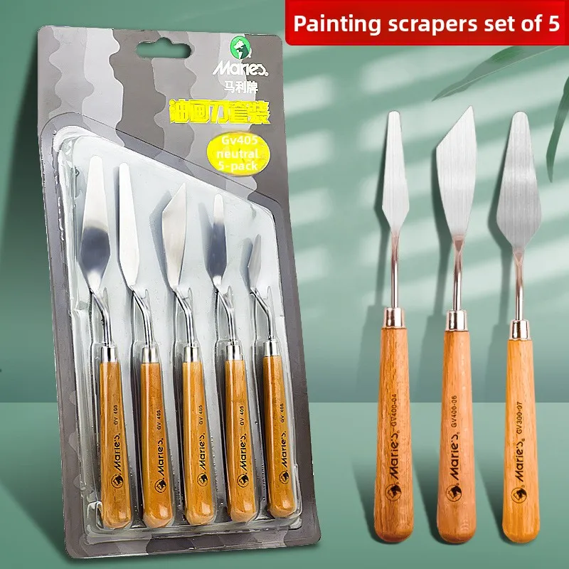 5pcs 유화 스틱 스크레이퍼 부드러운 유화 플랫 헤드 지적 석영 모래 아크릴 질감 컬러 팔레트 나이프 미술 용품