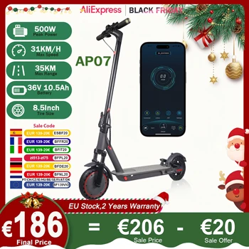 AOVOPRO AP07 Scooter elettrico 600W Potenza massima istantanea 31KM/H 36V10.5Ah 35KM con indicatore di direzione Assorbimento degli urti EScooter