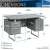 Techni Mobili Modern Office Desk with Storage, Grey 3