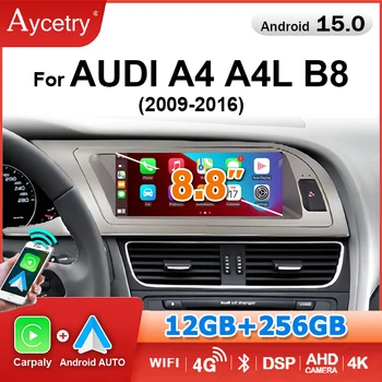 Pantalla de radio para coche de 8.8'' con Carplay inalámbrico y Android 15 para Audi A4 B8 2009-2016, estéreo 2Din, reproductor multimedia GPS, Google 4G LTE 1
