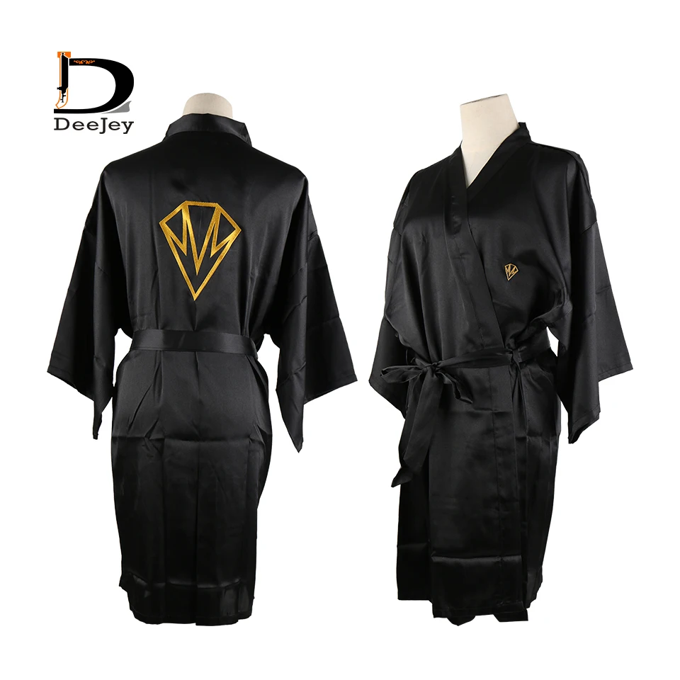 

Роскошный роскошный высококачественный шелковый халат для парикмахерских салонов с вышивкой и логотипом спереди и сзади