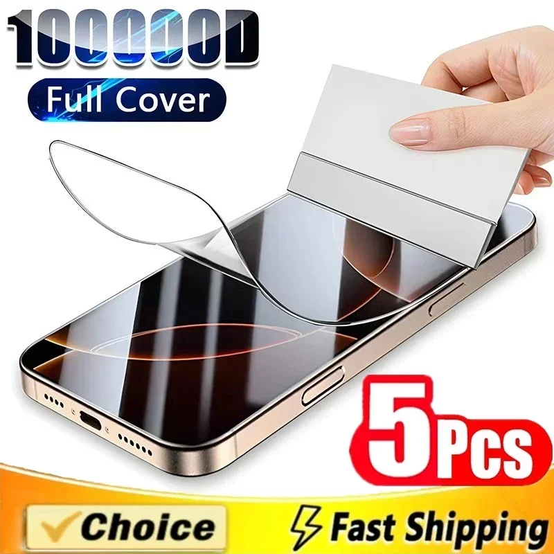 5-Pack Hydrogel Screen Protector for Smartphones - Premium Film, Not Glass