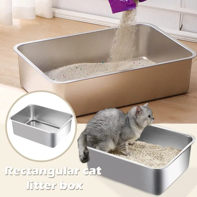 New Stainless Steel Cat Litter Box Easy To Clean Large Capacity Cat Toilet High Sided Cat potty Cat 4
