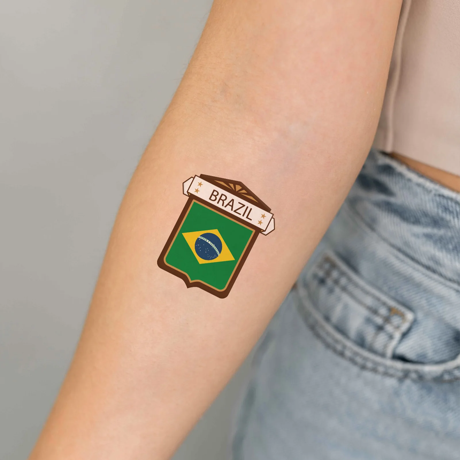 2 Sheets National Flag Tattoo Stickers World Brazil Flag Marathon Games Fans Party Temporary Stickers for Women Men Party Decor