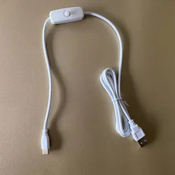 USB to USB - C Extension Cable with On/Off Switch, 1 Meter, Black or White Options - 10 Pieces (White)