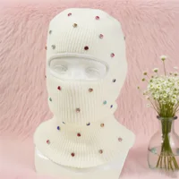 Women Winter Hat Sparkling Crystal Embellished Cozy Fleece Lined Balaclava Cap for Cold Weather Skiing